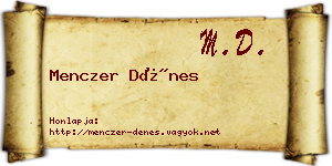 Menczer Dénes névjegykártya