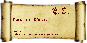 Menczer Dénes névjegykártya